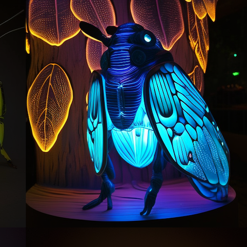 Neon insect exhibit at the Neon Nature exhibition